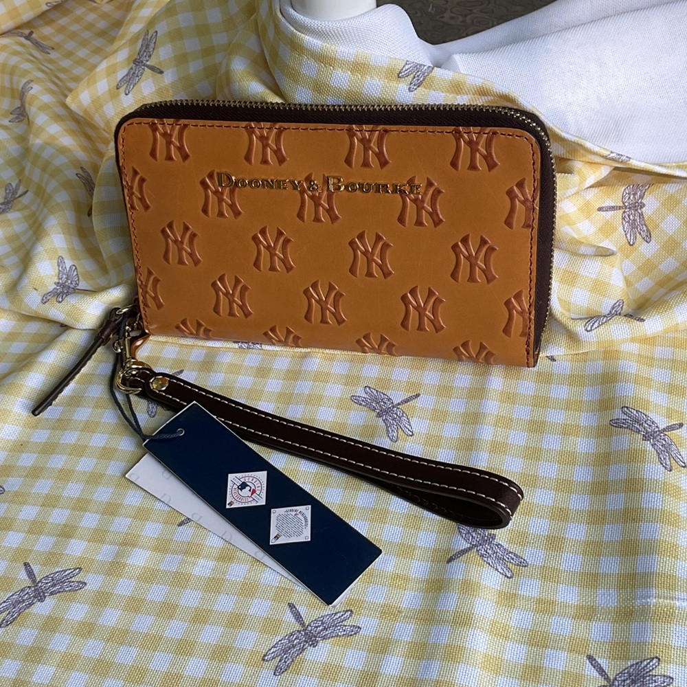 Dooney & Bourke Tan NY Yankee Wristlet  - NWT